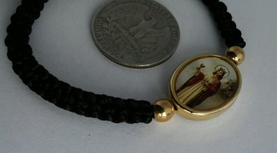  Santa Barbara Pulsera negra /Saint Barbara Black bracelet adjustable lot of 12