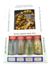 Holy Set 4 Elements, Holy Water,Oil,Incense,Jerusalem Soil,Wood Rosary Gift