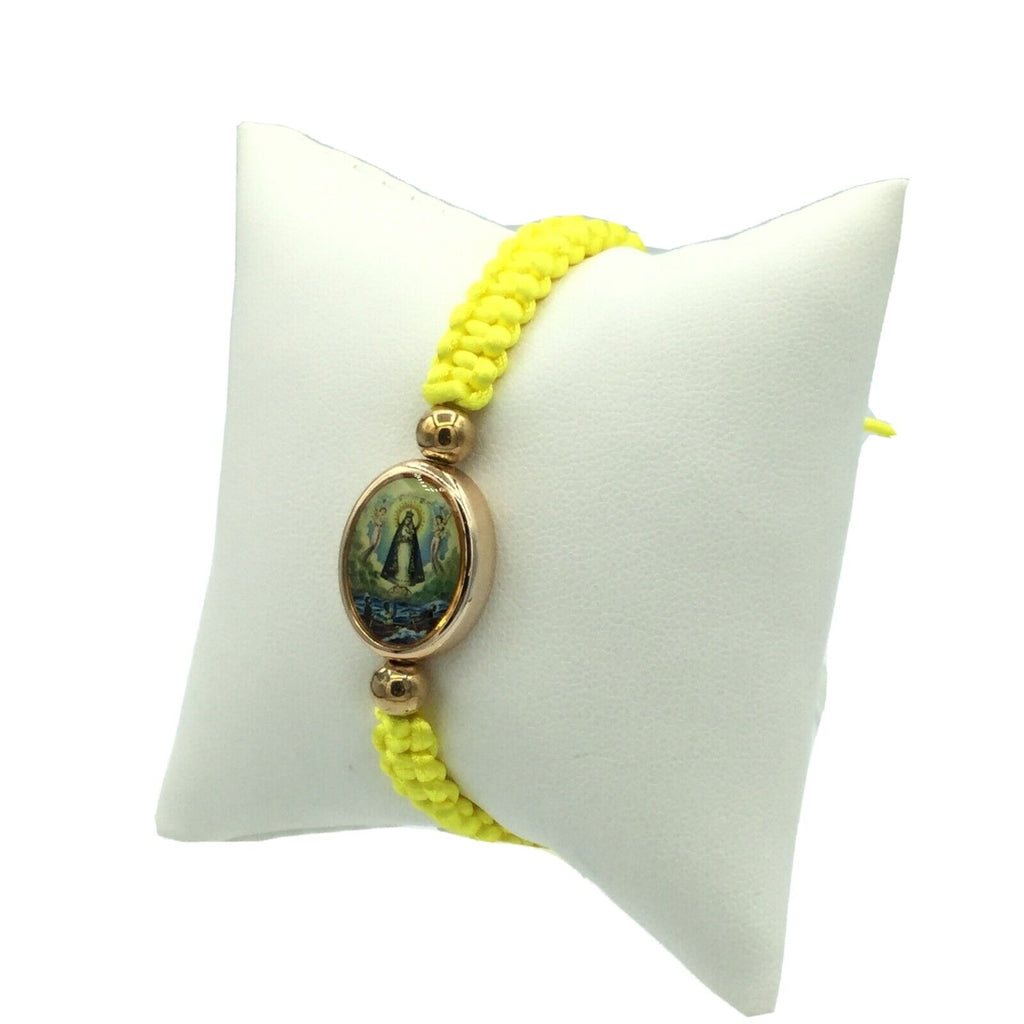 PULSERA DE LA CARIDAD DEL COBRE LADY OF CHARITY Yellow BRACELET CATHOLIC CHARM 