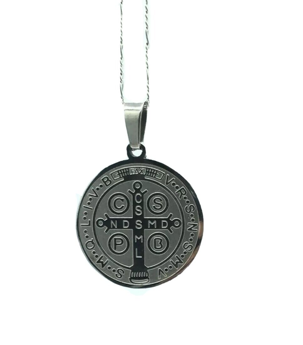 Medalla de San Benito Saint St. Benedict Medallion Medal Pendant chain Necklace