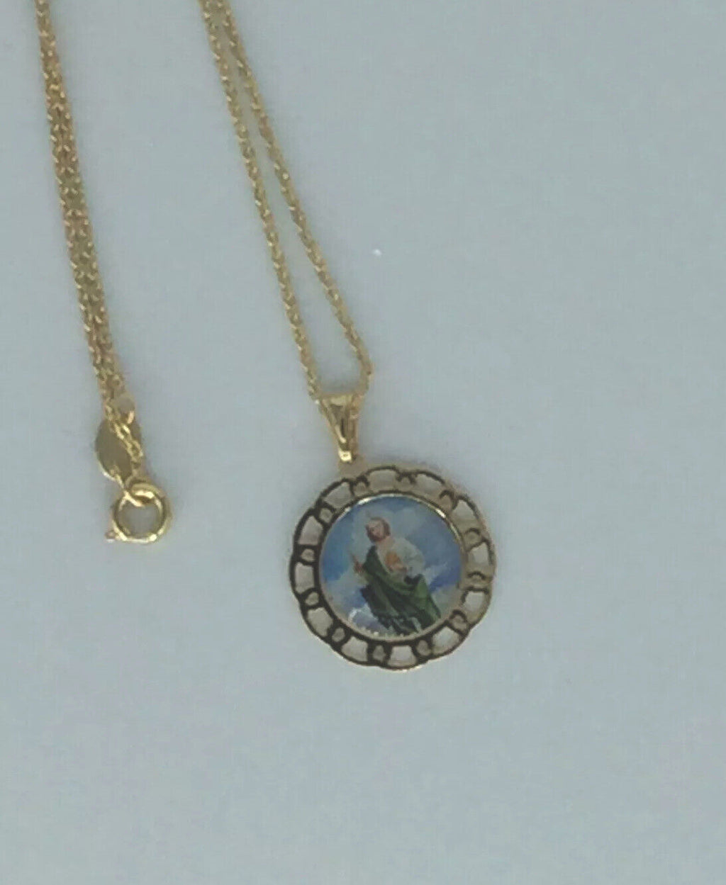 St.Jude Thaddeus Pendant San Judas Tadeo 18K Gold Plated with 20 inch Chain