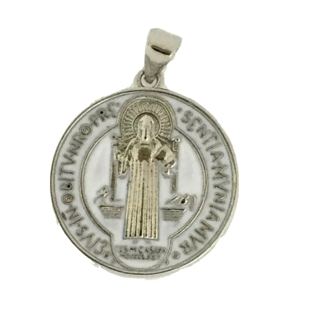 Catholic Saint St Benedict Medal Necklace Pendant Stainless Steel Cross Exorcism