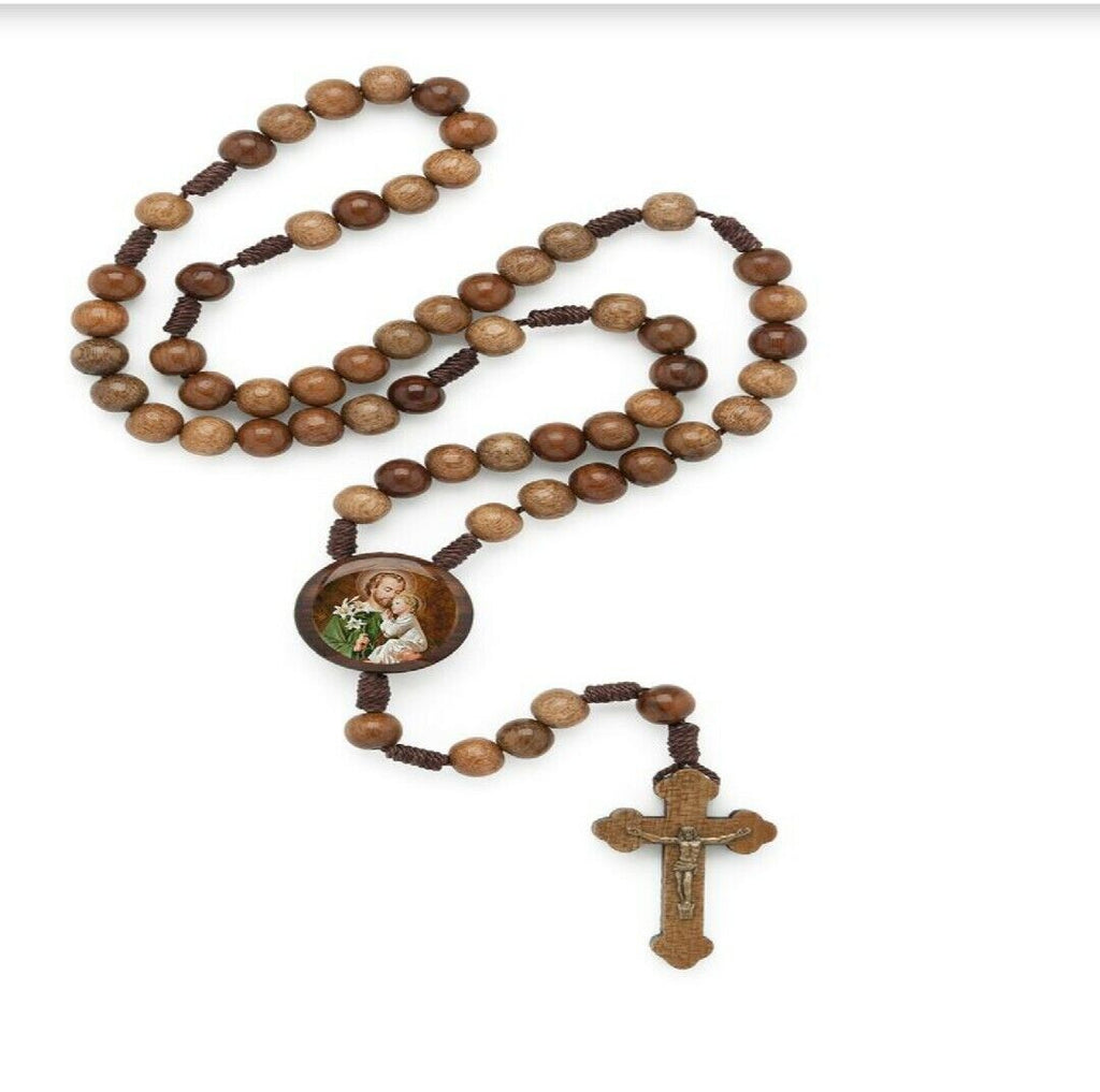 Saint St.Joseph Rosary Wood Beads Rosario de San Jose father's day Gift Prayer 