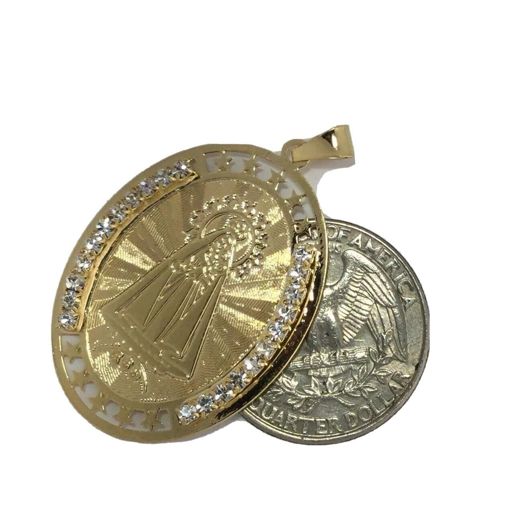 Caridad del Cobre Medal Necklace 18K Gold Plated Medalla -20 inch Chain Maria