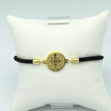 Saint St Benedict Bracelet Adjustable black Cord Medal Pulsera negra  San Benito