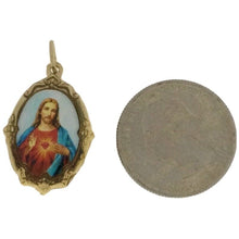 Sacred heart of JESUS Medal Gold-Tone Catholic Sagrado Corazon de Jesus Medalla 
