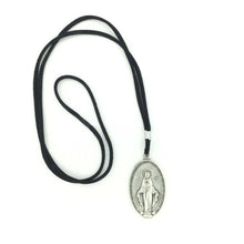  Large Miraculous Medal Virgin Mary Pendant Virgen Milagrosa Necklace Cord Italy