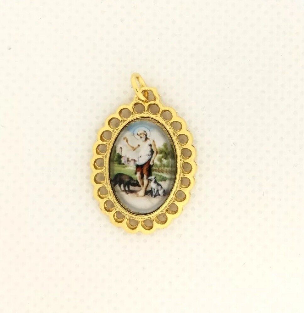San Lazaro-Medal-10K Gold Plated Medalla Pendant -Babalu Aye Catholic St lazarus