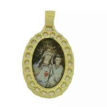 Virgen de la Mercedes Oval Medal our Lady Of Mercy Gold Plated Pendant Necklace 