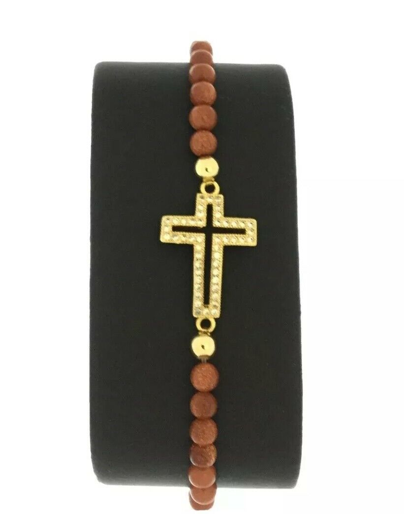 Venturina Beads Women's Gold-plated JESUS Cross Religious Christian bracelet