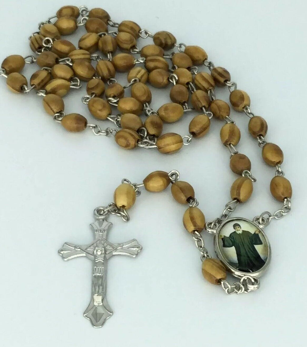 Saint Charbel Catholic Rosary olive wood Jerusalem San Charbel Rosario de madera