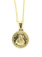 14K Gold Plated Saint Jude Necklace Pendant + Chain. San Judas Oro laminado 