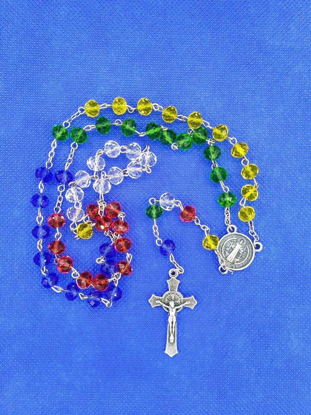 Saint St.Benedict Medal Cross Catholic multi-color  Rosary Missionary San Benito