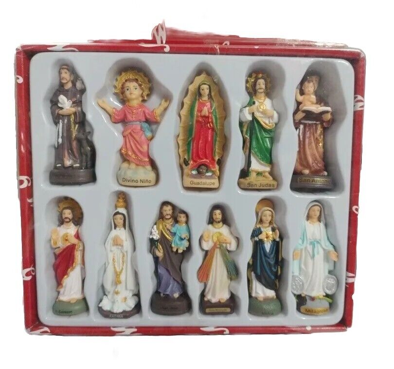  3" Assorted Saints Virgins Figurines Statues Imagenes Santos Virgenes 10 Pieces