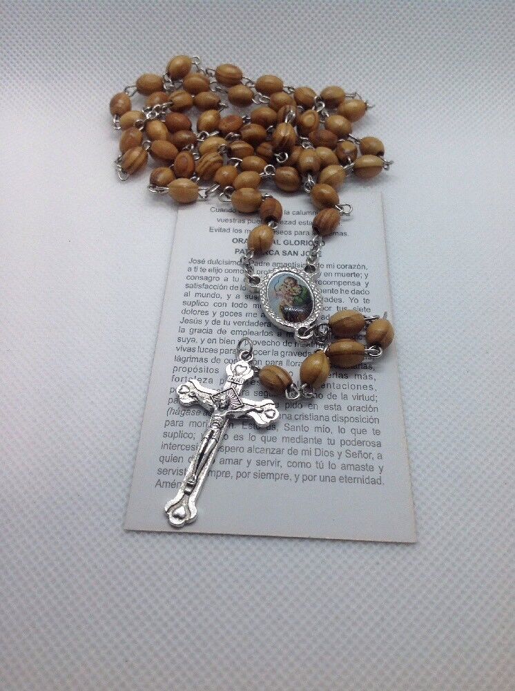 Rosary St Joseph Olive Wood Catholic Prayer Cards San Jose Rosario Catholic Gift