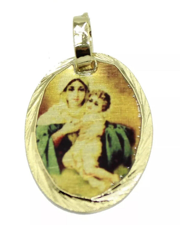 Virgen De Schoenstatt Our Lady of Schoenstatt 18k Gold Plated Medal 20” Chain