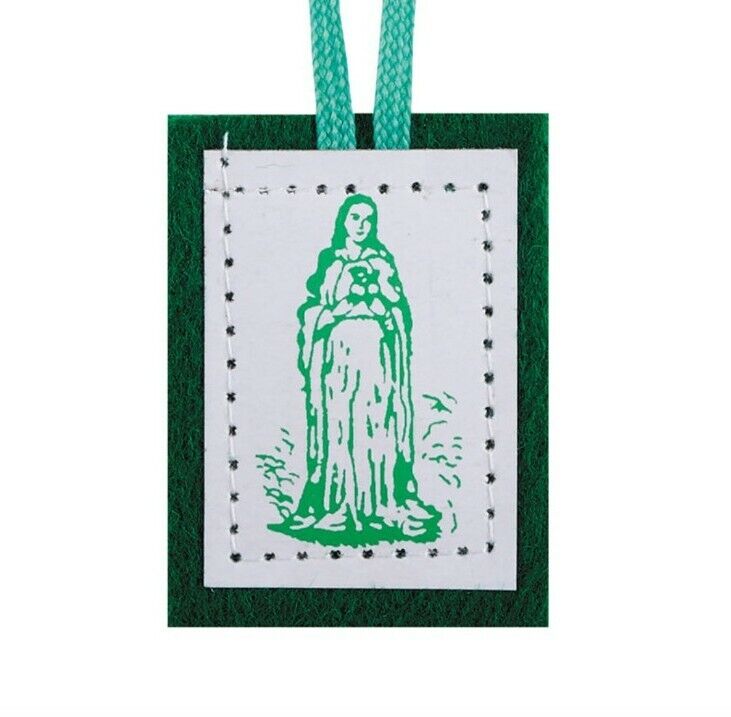  2 X Escapulario Verde Devoción Corazón de María Oración Healing Green Scapular