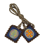 St.Saint Benedict Medal brown Cloth Scapular Necklace escapulario de San Benito