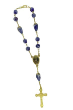 St.Saint Michael Blue Crystal Beads Car Rearview Catholic Auto Rosary St.Miguel