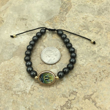 Caridad Del Cobre medal black Hematite Men's Adjustable bracelet  Pulsera María