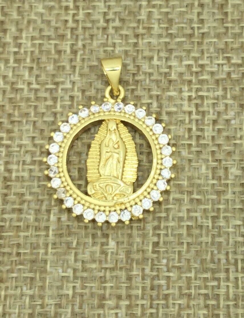 Virgin Mary Virgen de Guadalupe Necklace Gold Crystal  Catholic Jewelry Women 