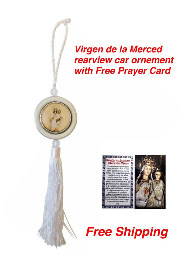 Virgen de la Mercedes Medal rearview mirror Car Ornament hanging pendant Obatalá
