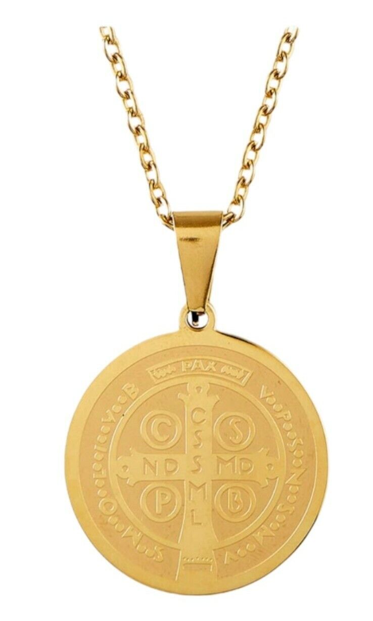 San Benito Pendant Charm Religious Patron Saint Medal St Benedict Necklace 18"