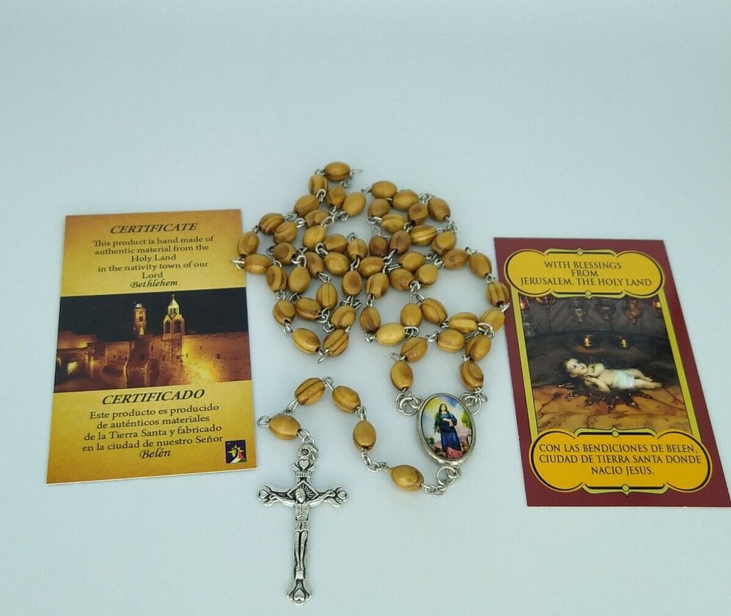 CATHOLIC RELIGIOUS  ST SAINT AGATHA Olive wood ROSARY Medal FOR BREAST CANCER