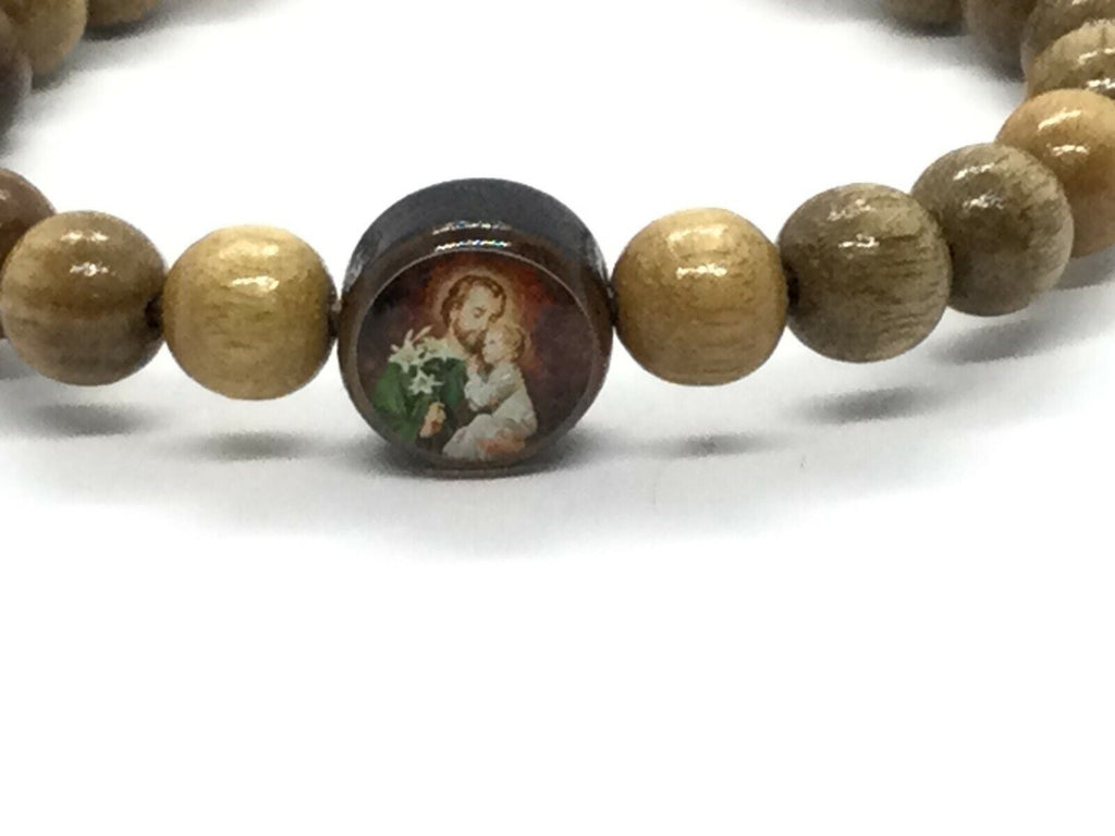 Saint Joseph wooden Bracelet Adjustable Men's Women Brown Pulsera de San Jose 