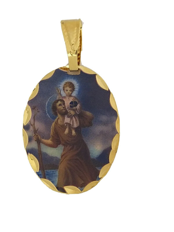 18K Gold Plated Saint Christopher MEDAL Pendant Necklace Traveler's Protection  