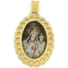 Virgen de la Mercedes Oval Medal our Lady Of Mercy Gold Plated Pendant Necklace 