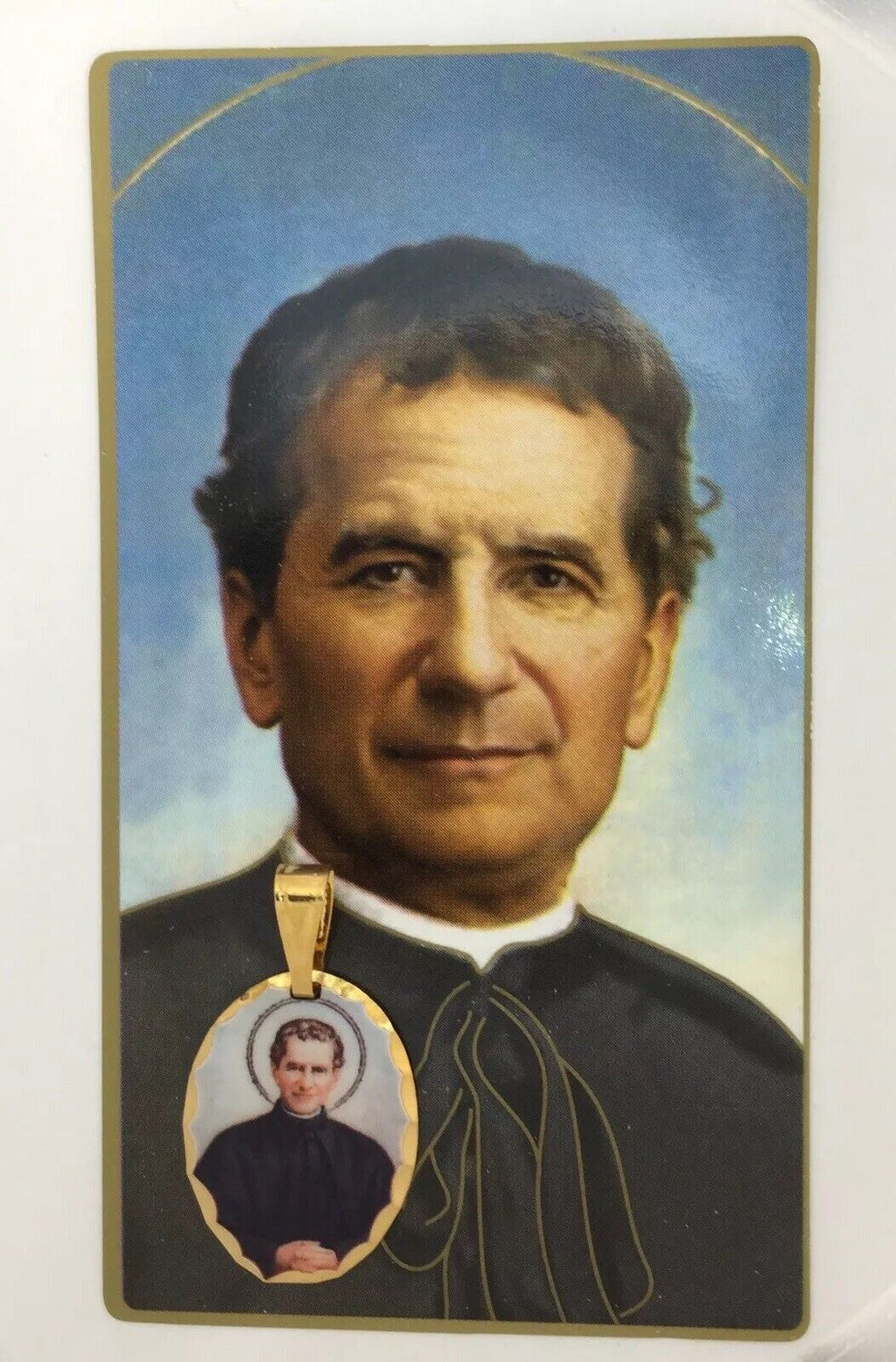 St Juan Bosco Pendant 14k Gold Plated Medal 20 Inch Chain,Saint John Bosco Italy