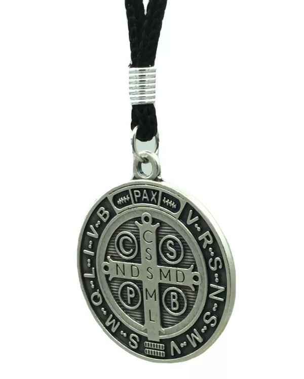  1 3/4" Saint St.Benedict Medal San Benito Pendant Necklace Cord Italy exorcism