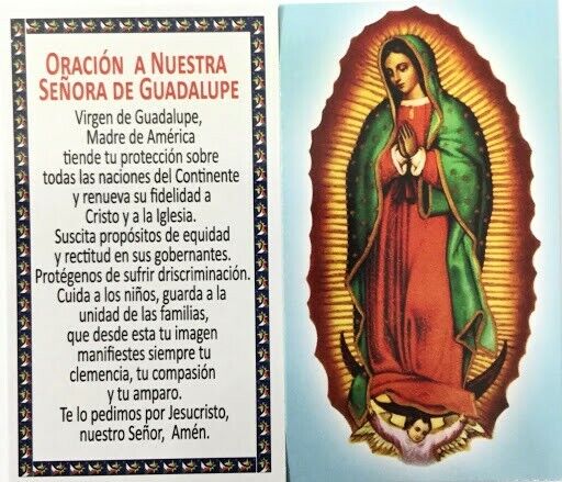 100 Catholic Spanish Holy Prayer Card Oración a la Virgen de Guadalupe México