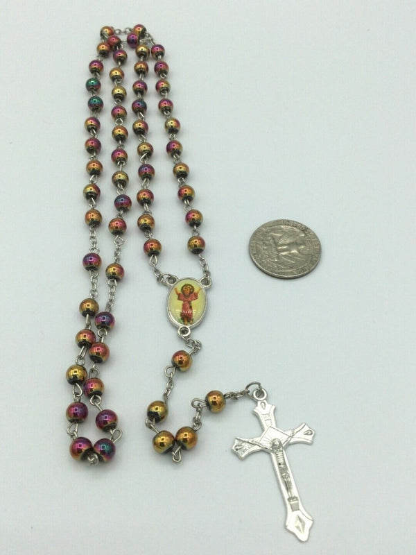 The Divine Child Jesus Glass  Rosary Necklace El Divino Niño Rosario 