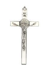 White Enamel  Big Wall hanging Cross Saint Benedict Medal Crucifix San Benito 8