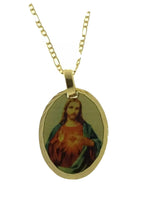 Sacred Jesus Heart  - Sagrado Corazon 14k Gold Plated Medal with 20 Inch Chain