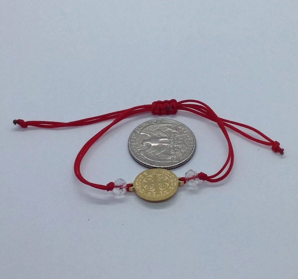 Saint St Benedict Bracelet Adjustable Red Cord Medal Pulsera Roja de San Benito
