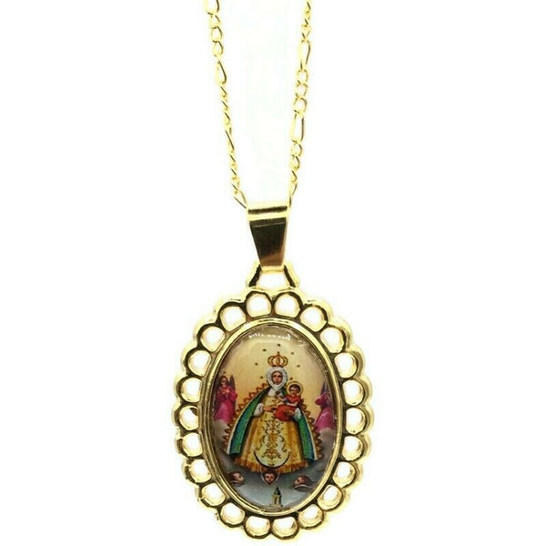 Virgen de Regla Medal Catholic Religious Gold Plated Pendant Necklace Yemaya 