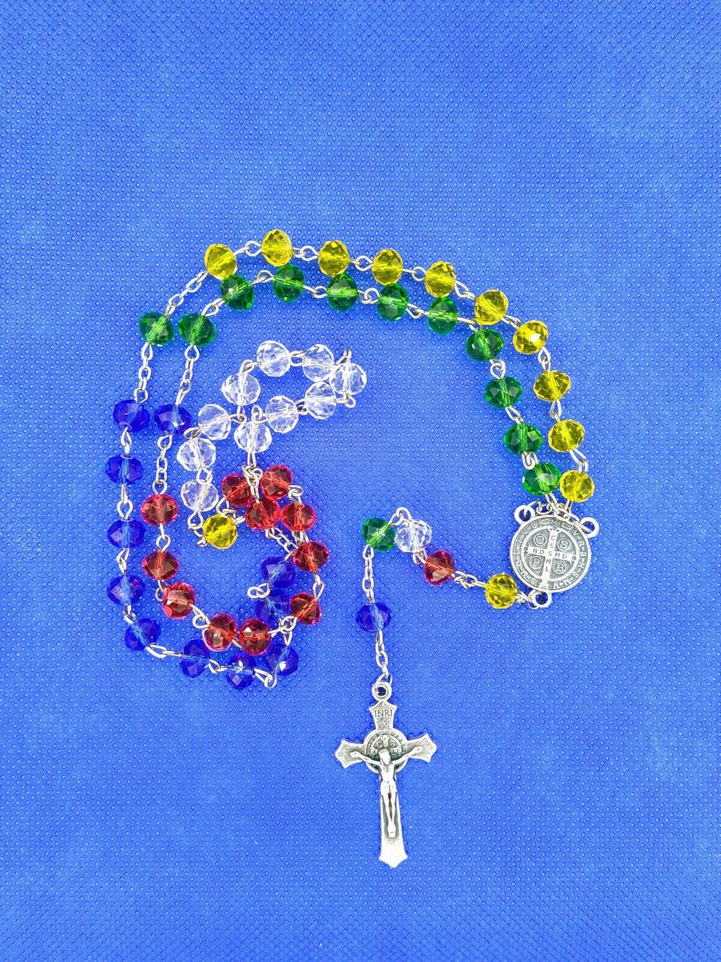 Saint St.Benedict Medal Cross Catholic multi-color  Rosary Missionary San Benito