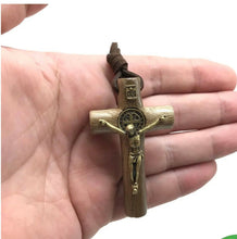 3 Inch Brown Wooden Saint St Benedict Medal Cross Crucifixes Necklace Exorcism 