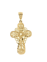 14K Yellow Gold Plated Crucifix Religious JESUS Cross Pendant Charm Protection