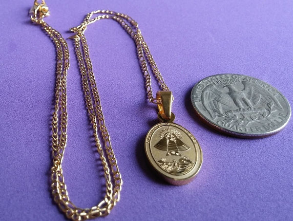 Caridad de el Cobre acero medalla 7/8" with chain/O.L.Charity medal W/Chain