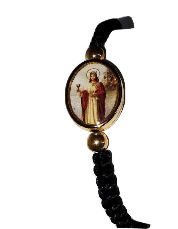  St. Santa Barbara Pulsera negra /Saint Barbara Black bracelet adjustable 