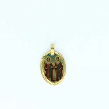 18k  Religious Medal Gold Plated Pendant Saint Cosmas & Damian Necklace Catholic