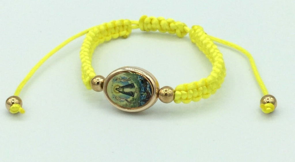 PULSERA DE LA CARIDAD DEL COBRE LADY OF CHARITY Yellow BRACELET CATHOLIC CHARM 