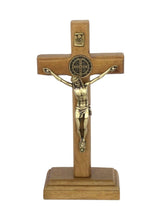 St.Saint Benedict Medal Wood Cross Crucifix Standing  medalla Cruz San Benito