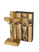 St.Saint Benedict Medal Wood Cross Crucifix Standing  medalla Cruz San Benito
