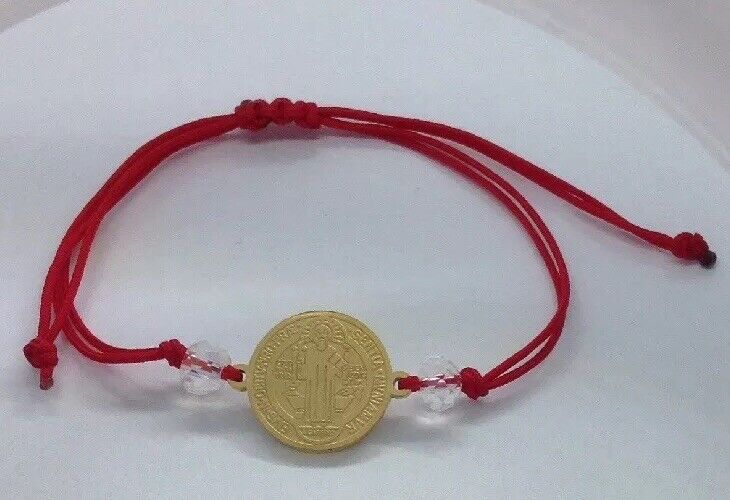 Saint St Benedict Bracelet Adjustable Red Cord Medal Pulsera Roja de San Benito
