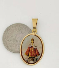 Infant of Prague Pendant 18k Gold Plated Medal 20 inch Chain Niño de Praga Jesus